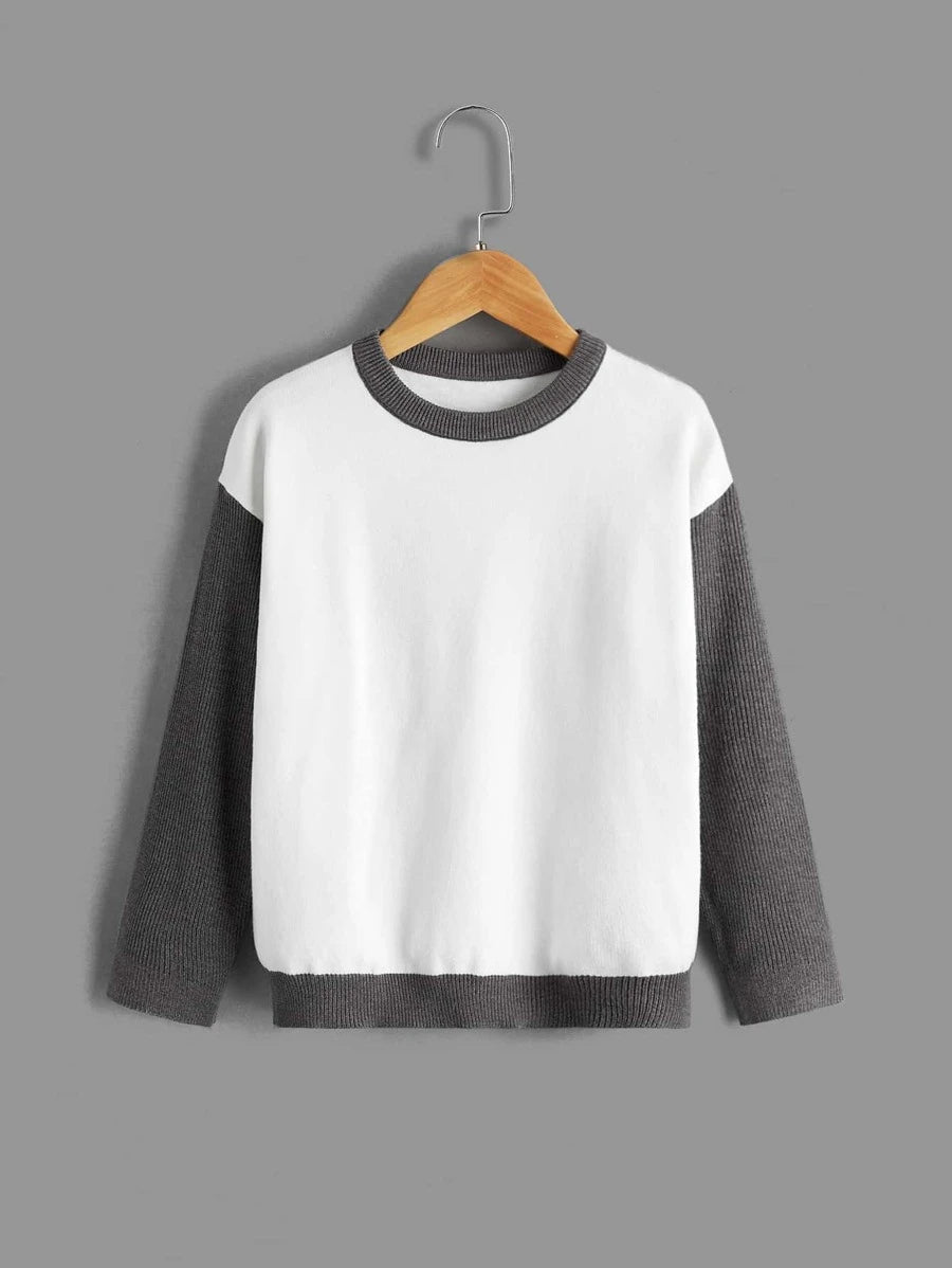 Shein Boys Color Block Drop Shoulder Sweater K4C - PINK SHOP EG