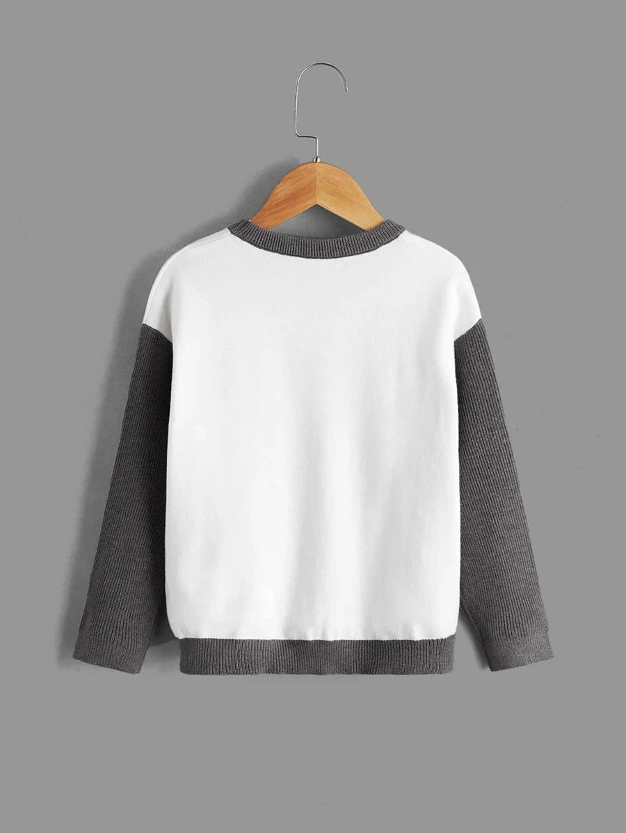 Shein Boys Color Block Drop Shoulder Sweater K4C - PINK SHOP EG