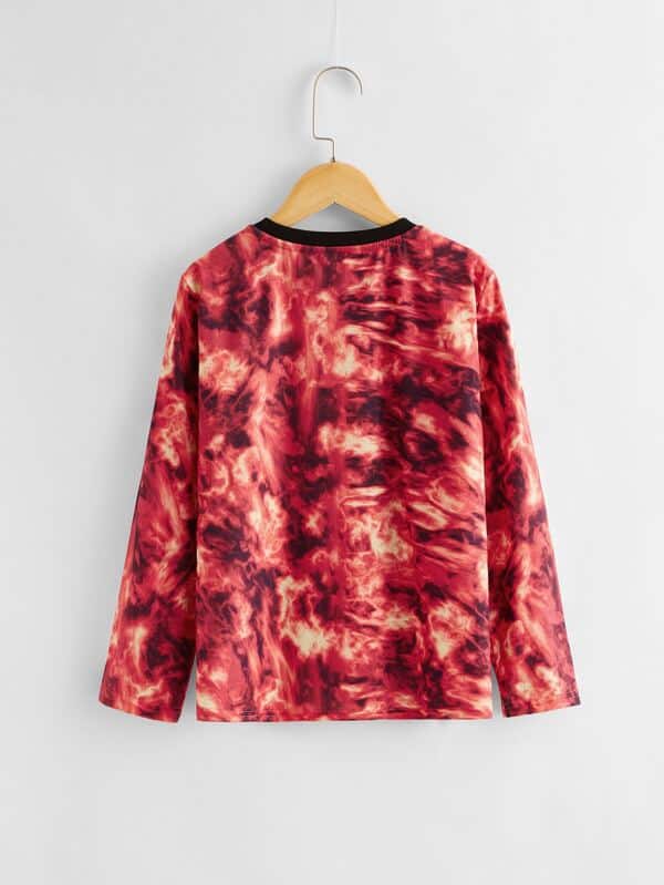 SHEIN Boys Contrast Neck Tie Dye Tee K1C - PINK SHOP EG