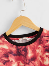 SHEIN Boys Contrast Neck Tie Dye Tee K1C - PINK SHOP EG