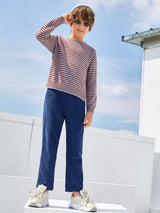 SHEIN Boys Drop Shoulder Striped Sweater F1B - PINK SHOP EG