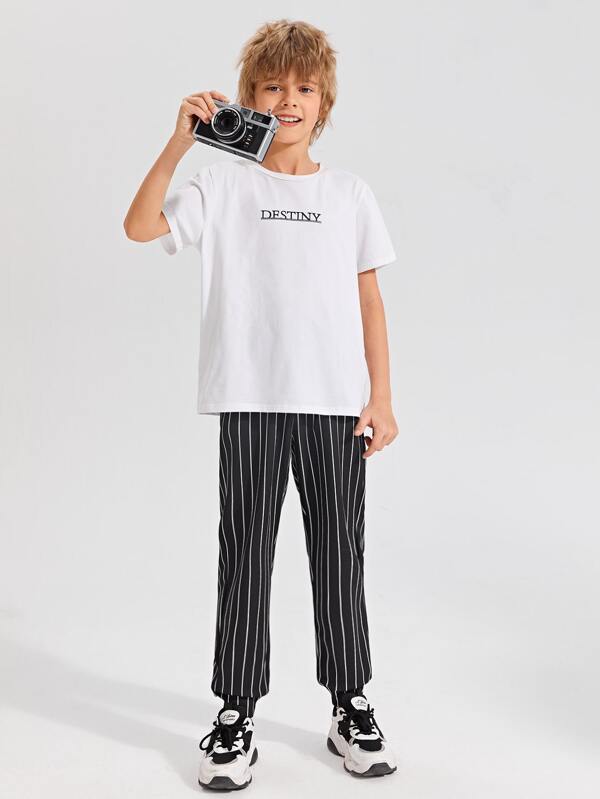 SHEIN Boys Knot Waist Striped Pants K2C - PINK SHOP EG