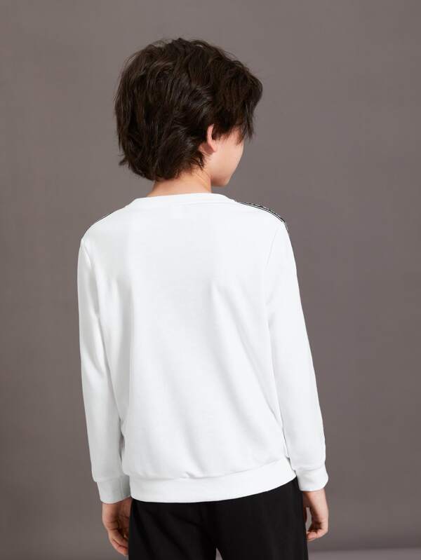 SHEIN Boys Letter Graphic Contrast Tape Pullover K3A - PINK SHOP EG