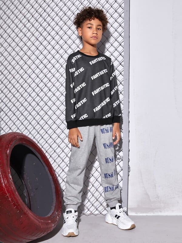 SHEIN Boys Letter Graphic Pullover F1A - PINK SHOP EG