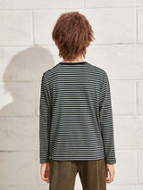 SHEIN Boys Letter Graphic Tape Striped Tee K5C - PINK SHOP EG