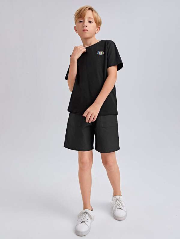 SHEIN Boys Letter & Tiger Print Tee K3A - PINK SHOP EG