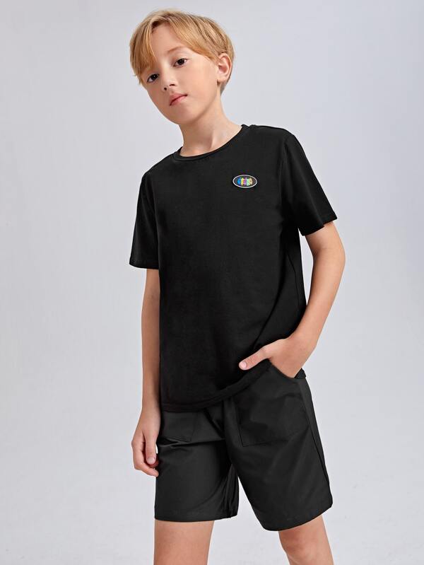 SHEIN Boys Letter & Tiger Print Tee K3A - PINK SHOP EG