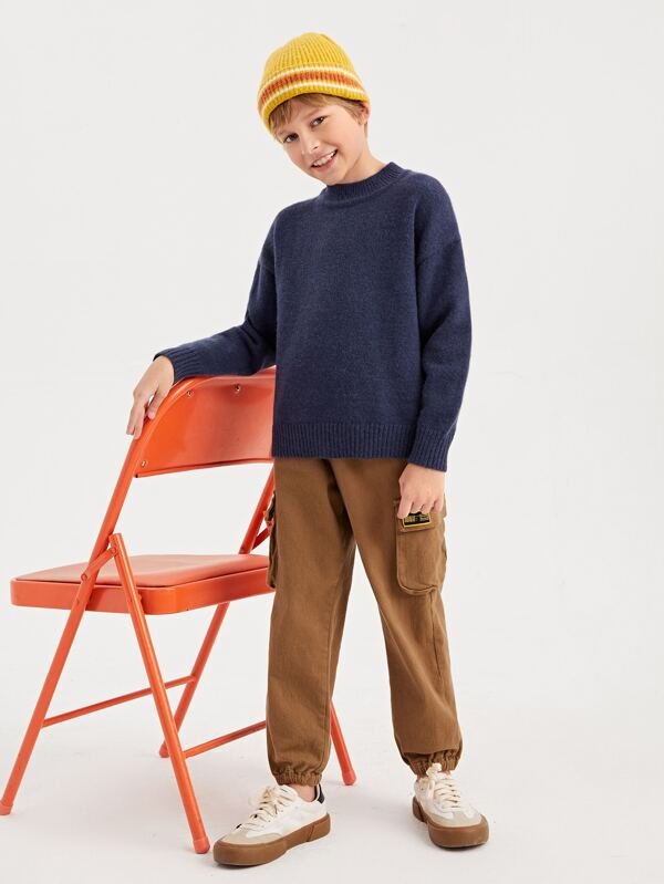 SHEIN Boys Mock Neck Drop Shoulder Solid Sweater K1A - PINK SHOP EG