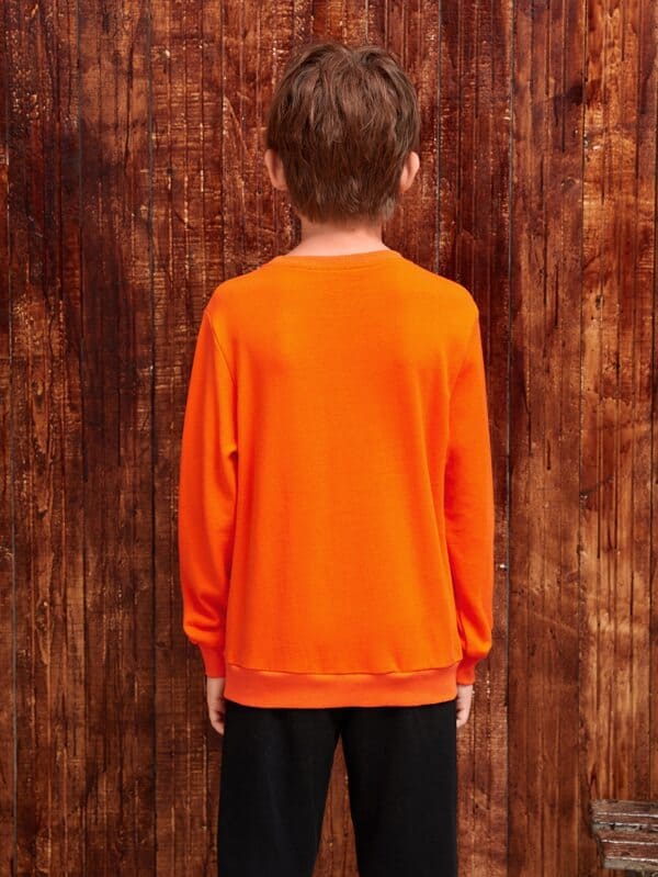 SHEIN Boys Neon Orange Tiger Print Pullover K6B - PINK SHOP EG