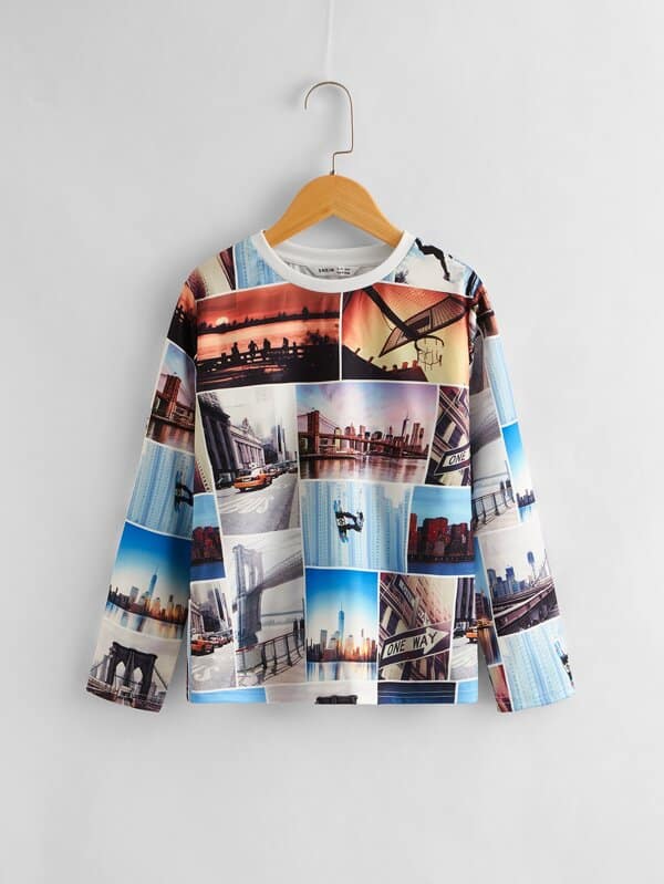 SHEIN Boys Picture Print Tee F1B - PINK SHOP EG