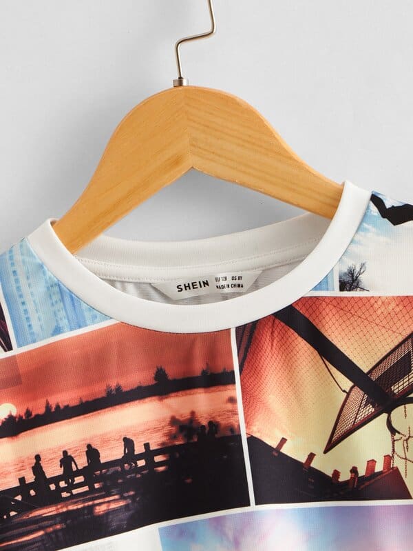 SHEIN Boys Picture Print Tee F1B - PINK SHOP EG