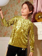 SHEIN Boys Pocket Front Velvet Tee F1B - PINK SHOP EG