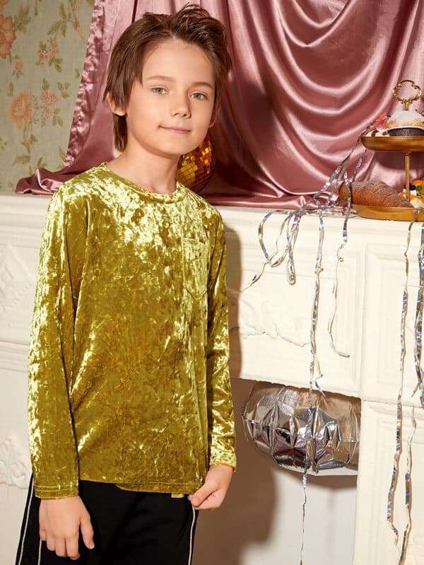 SHEIN Boys Pocket Front Velvet Tee F1B - PINK SHOP EG