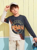 SHEIN Boys Slogan Graphic Colorblock Tee K5A - PINK SHOP EG