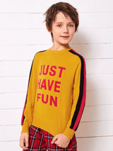 SHEIN Boys Slogan Graphic Drop Shoulder Sweater K6B - PINK SHOP EG
