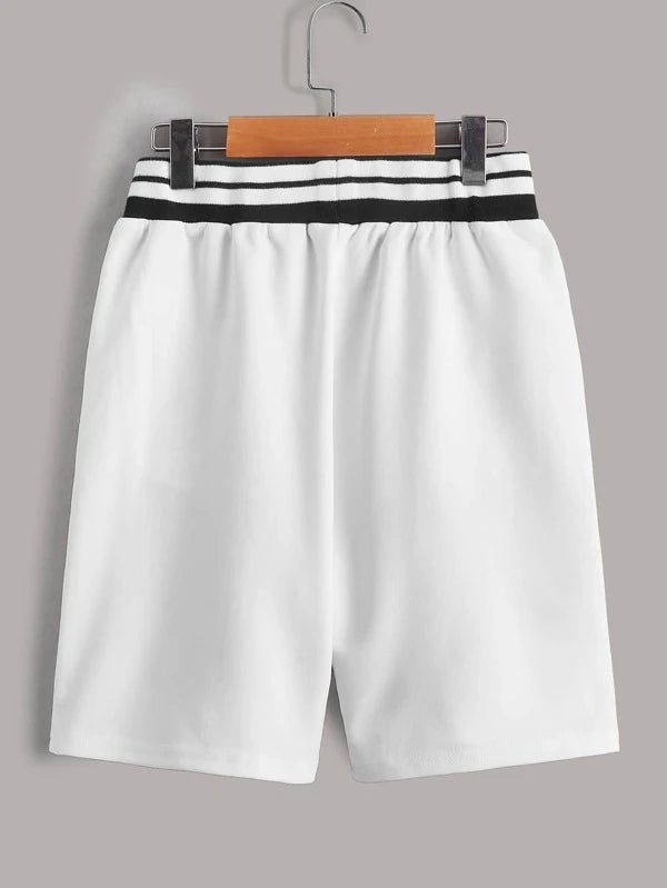 SHEIN Boys Slogan Graphic Striped Tape Shorts K1C - PINK SHOP EG