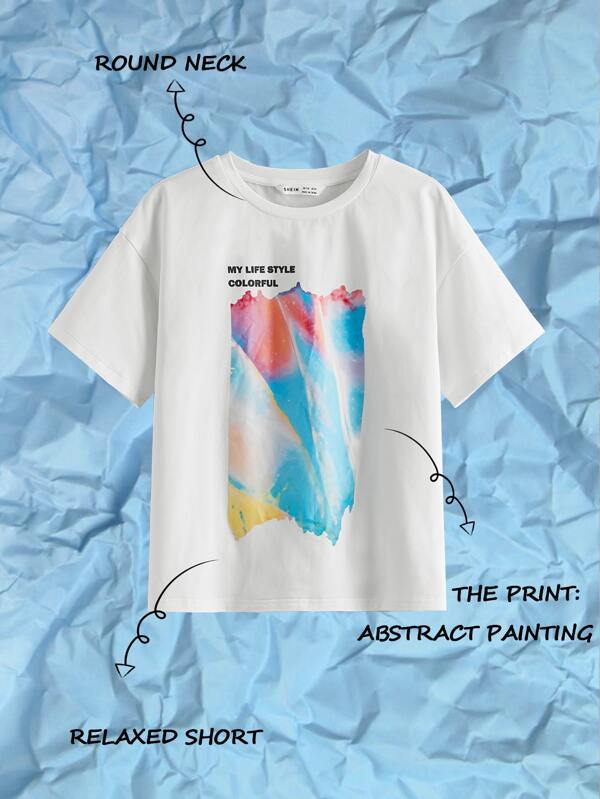 SHEIN Boys Slogan Graphic Tee K2A - PINK SHOP EG