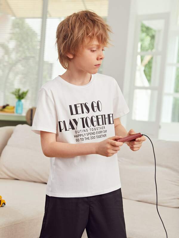 SHEIN Boys Slogan Graphic Tee K3A - PINK SHOP EG