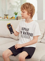 SHEIN Boys Slogan Graphic Tee K3A - PINK SHOP EG