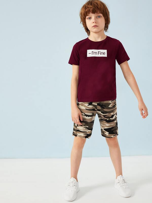 SHEIN Boys Slogan Graphic Top K4A - PINK SHOP EG