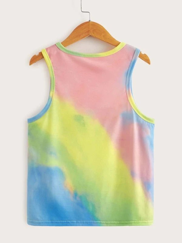 SHEIN Boys Tie Dye and Letter Print Tank Top K5A - PINK SHOP EG