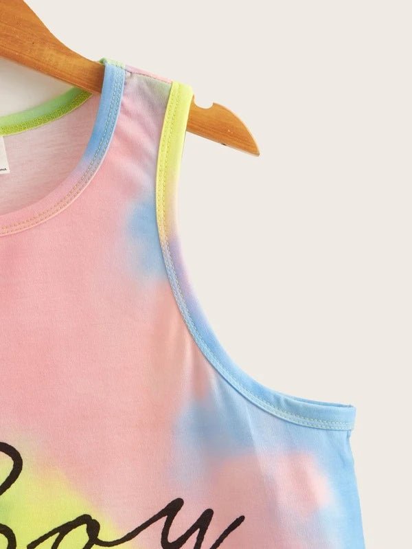 SHEIN Boys Tie Dye and Letter Print Tank Top K5A - PINK SHOP EG