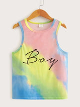 SHEIN Boys Tie Dye and Letter Print Tank Top K5A - PINK SHOP EG