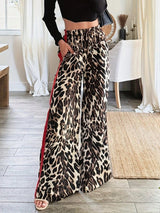 SHEIN Brown Leopard Baggy Wide Leg Women Pants - PINK SHOP EG