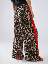 SHEIN Brown Leopard Baggy Wide Leg Women Pants - PINK SHOP EG