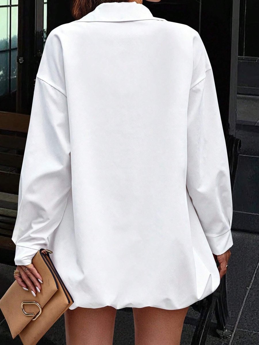 SHEIN Chiquease Solid Button Front Drop Shoulder Shirt - PINK SHOP EG