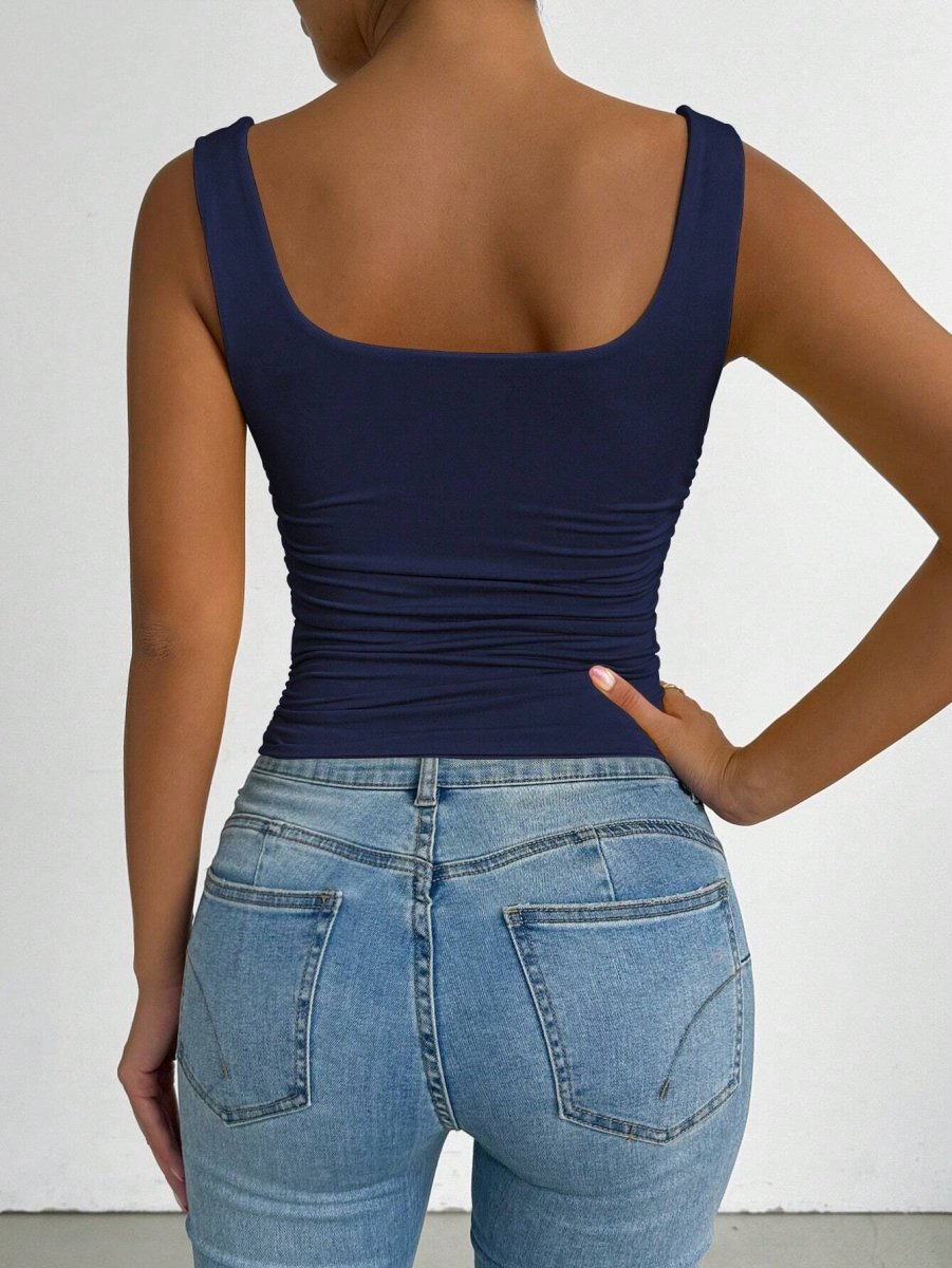 SHEIN Chiquease Women's Solid Color Scoop Neck Camisole Tank Top - PINK SHOP EG