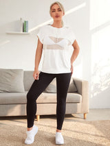 SHEIN Contrast Mesh Drawstring Sports Tee A3A - PINK SHOP EG