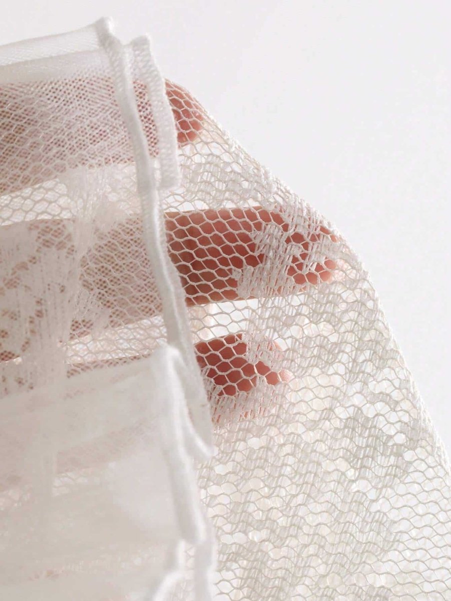 SHEIN DAZY Women's Slim Fit Lace Mesh Sheer Top A1B - PINK SHOP EG