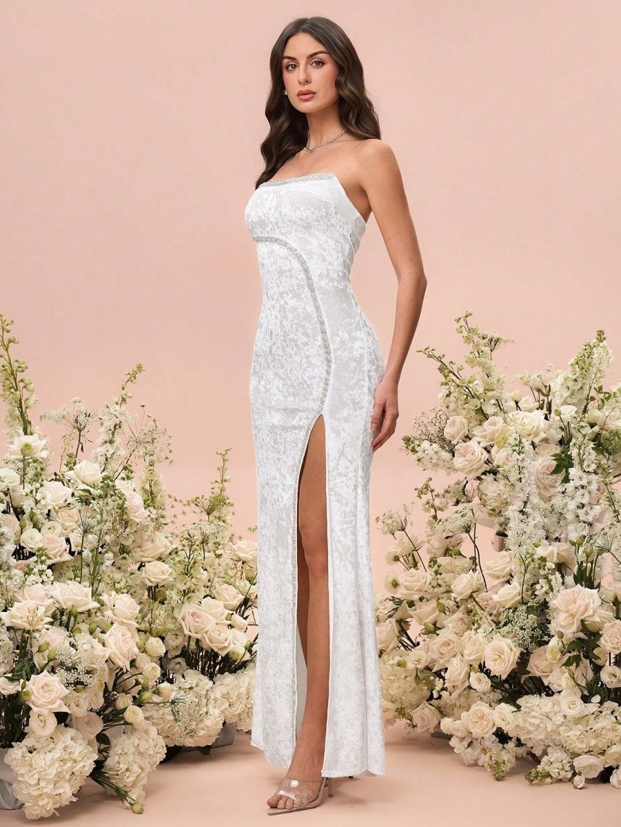 SHEIN DRESS Glamine Women's Crystal Embellished Waist D4B - PINK SHOP EG