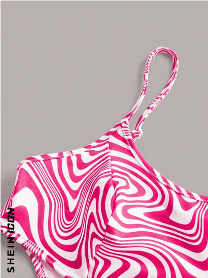 SHEIN DRESS ICON Marble Print Pearls Chain Cut Out C6C - PINK SHOP EG