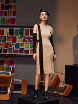 SHEIN dress X Shalaleh Cold Shoulder Color Block C3C - PINK SHOP EG