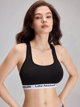 SHEIN EasyFave Women's Letter Jacquard Bra ACC5 - PINK SHOP EG