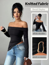 SHEIN Elenzya Women's Elegant Commuter Solid Color Off - Shoulder - PINK SHOP EG