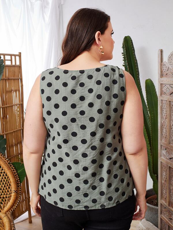 Shein EMERY ROSE Plus Split Hem Polka Dot Top F2A - PINK SHOP EG