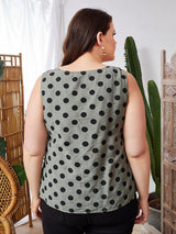 Shein EMERY ROSE Plus Split Hem Polka Dot Top F2A - PINK SHOP EG