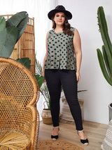 Shein EMERY ROSE Plus Split Hem Polka Dot Top F2A - PINK SHOP EG