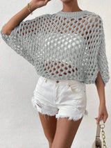 SHEIN Essnce Women's Solid Color Round Neck Batwing Sleeve A4B - PINK SHOP EG