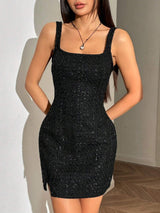 SHEIN EZwear Solid Color Open Slit Casual Versatile Sleeveless Mini Dress C5A - PINK SHOP EG