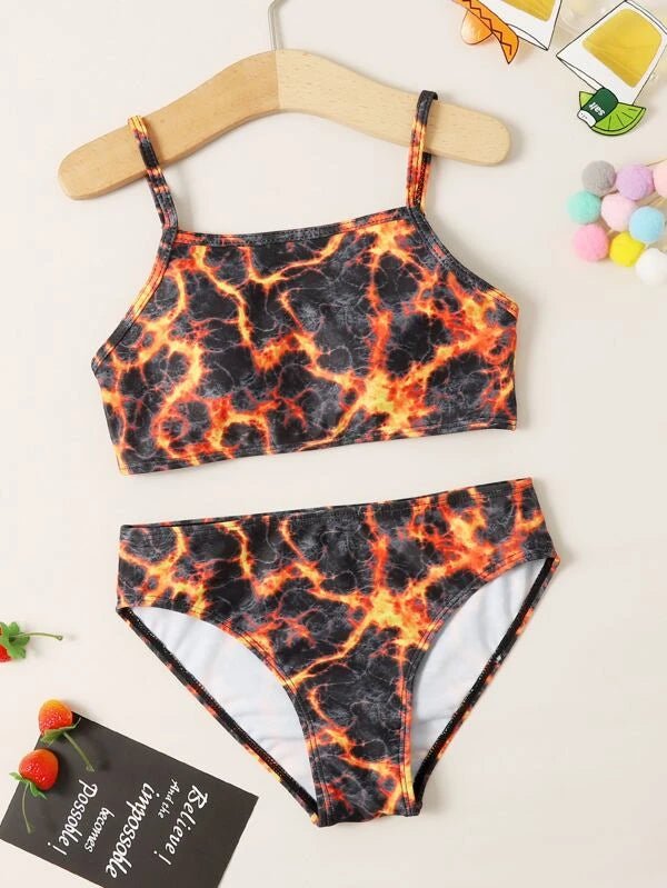 SHEIN Girls Allover Print Bikini Swimsuit EE4 - PINK SHOP EG