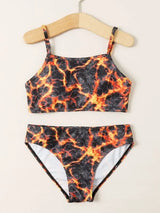 SHEIN Girls Allover Print Bikini Swimsuit EE4 - PINK SHOP EG