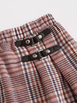 SHEIN Girls Buckle Pleated Detail Plaid Skirt F1C - PINK SHOP EG