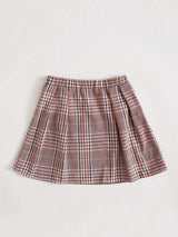 SHEIN Girls Buckle Pleated Detail Plaid Skirt F1C - PINK SHOP EG