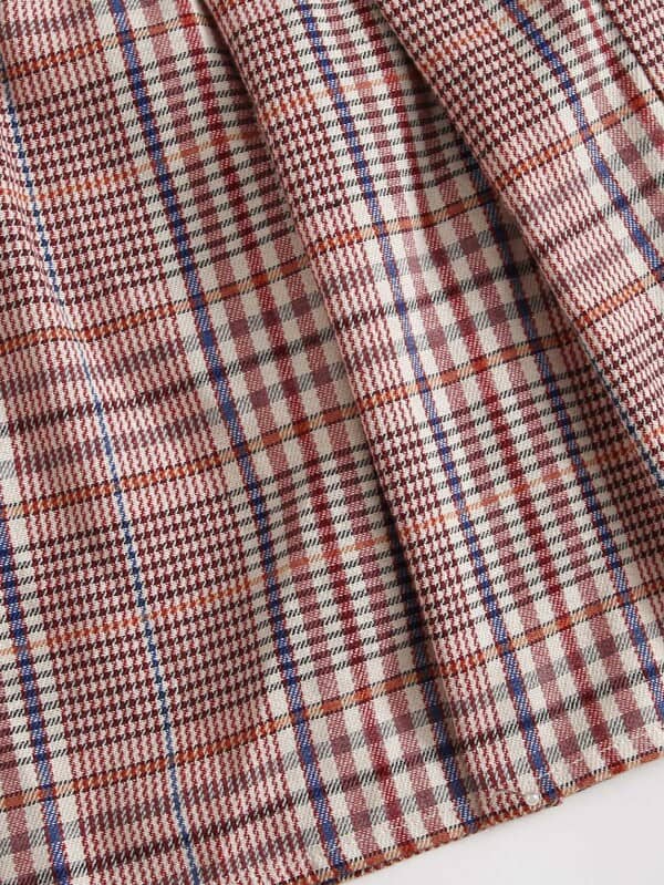 SHEIN Girls Buckle Pleated Detail Plaid Skirt F1C - PINK SHOP EG