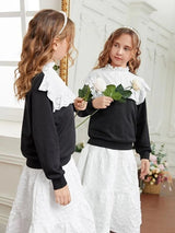 SHEIN Girls Colorblock Eyelet Embroidery Sweatshirt K3C - PINK SHOP EG