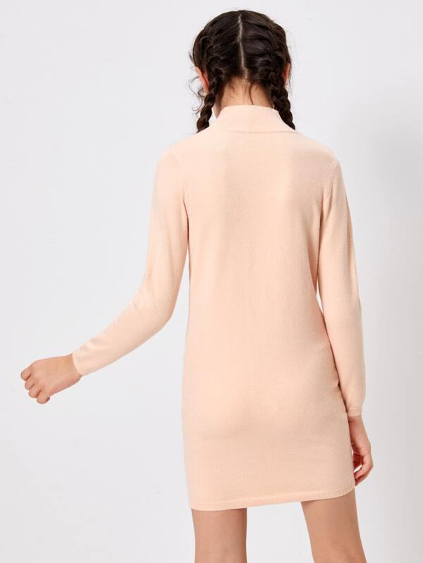 SHEIN Girls Keyhole Neck Sweater Dress K4B - PINK SHOP EG